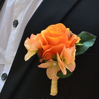 Peach Garden Rose Boutonniere 2017 party silk fabric artificial rose boutonniere wedding Peach Garden Rose Boutonniere 2017 party silk fabric artificial rose boutonniere wedding