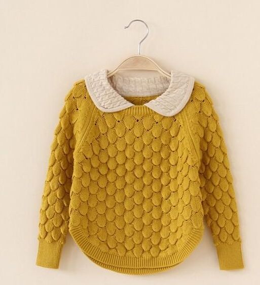 Children Clothing Girl Crochet Hook Flower Pullover Kids Wool Clothes Knitted Lampel Sweater Childs Warm Jackets Baby Sweaters For Girls Toddler Sweaters To