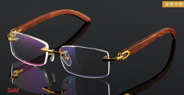 Wooden Feet Mens Rimless Eyeglass Frames High End Business Optical
