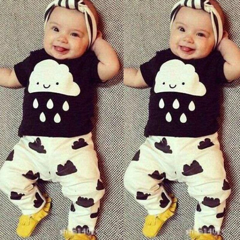 Toddler Baby Boys Clothes Sets Outfits Kids Cartoon Clouds Rain T