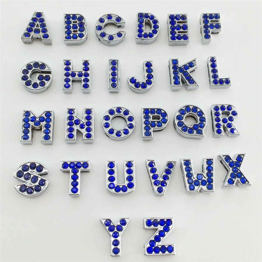 26 Mixed Alloy Carved Alphabet Letter /"A-Z/"Slide Beads Charm Fit 8mm Wristbands