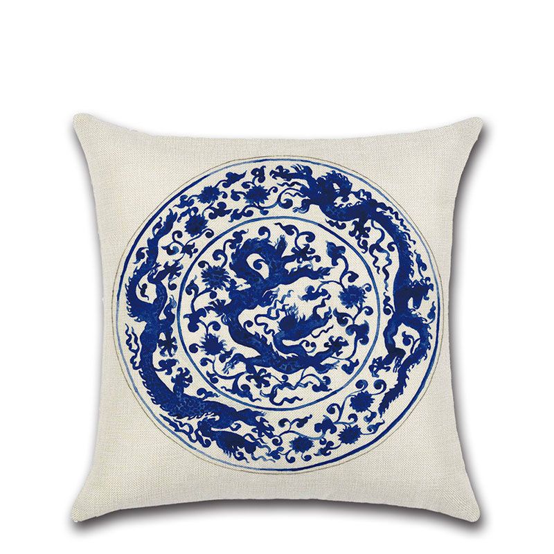 Blue And White Porcelain Beach Holiday Pillow Case Cushion Cover