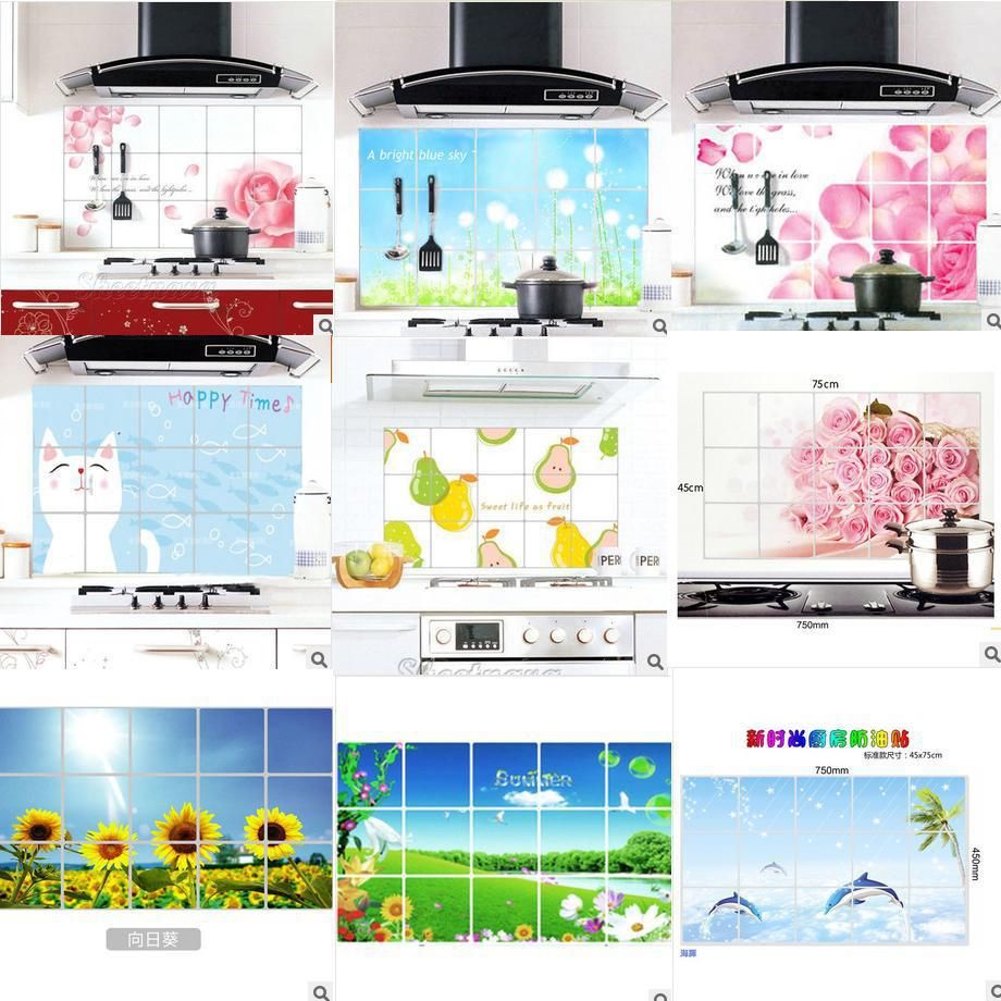 Image result for Kitchen Wall Sticker Aluminum Foil Self-adhesive Anti Oil Wall Decal
