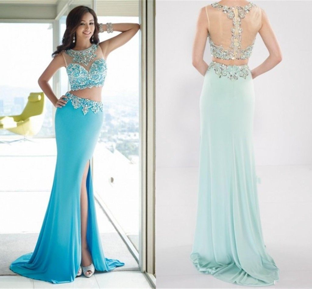 Mermaid 2015 Formal Evening Dresses Women Two Pieces Party Prom Gowns ...