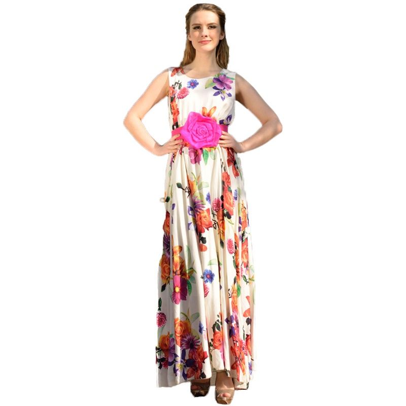 New 2014 Women Dress,Fashion Print Summer Dress For Woman Silk Cotton ...