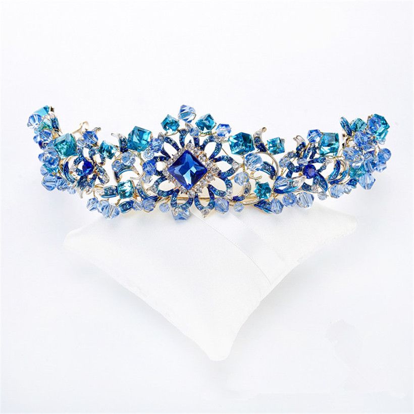 vintage fashion wedding bridal blue crystal
