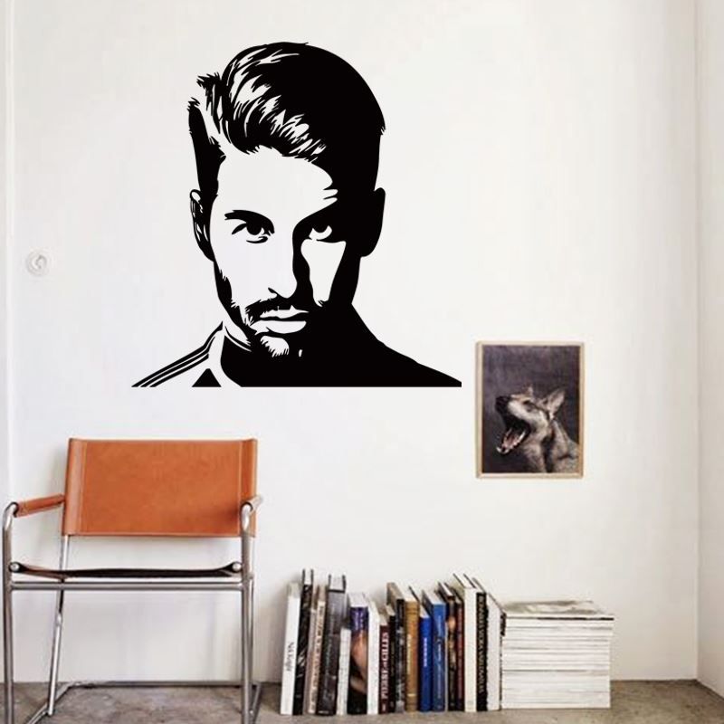 art wall sticker cheap vinyl home decoration football sergio ramos