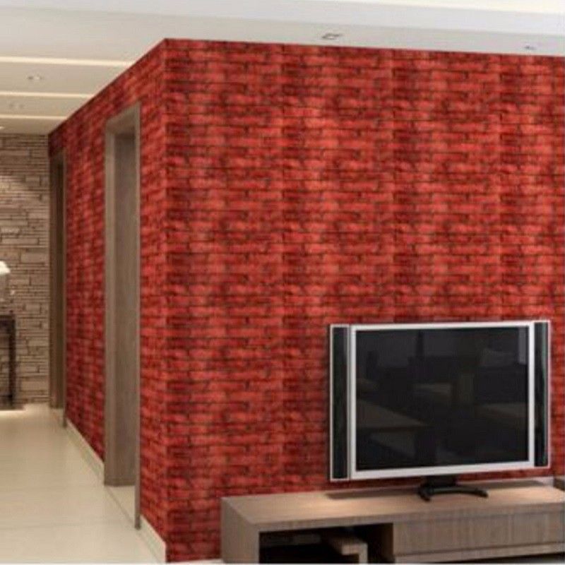 brick wallpaper sticker luxury wood blocks effect brown stone 1m