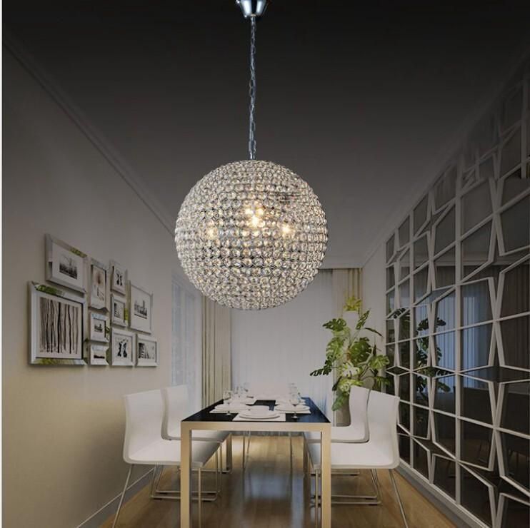 Modern K9 Crystal Ball Pendant Lamp Contracted Creative Round Modern K9 Crystal Ball Pendant Lamp Contracted Creative Round Chandelier Sitting Room Bedroom Lighting Beaded Wagon Wheel From