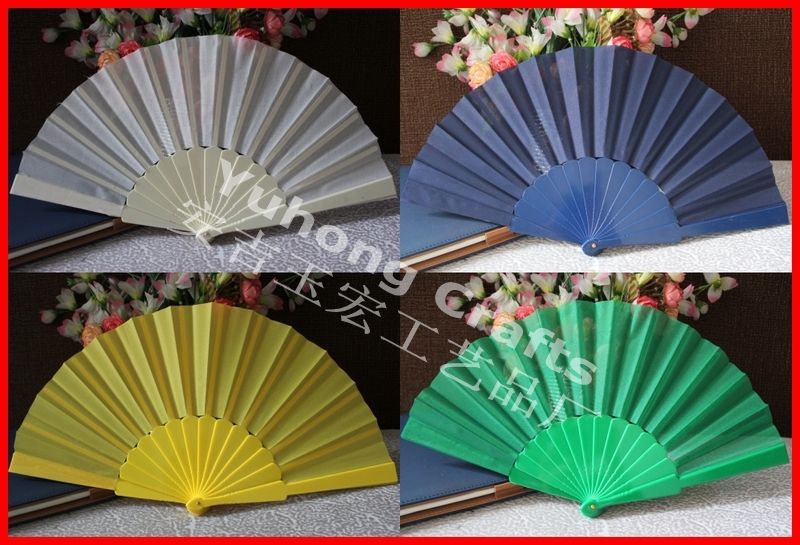 2019 Hand Plastic Fan Polyester Fabric Cloth Solid Color Fan For