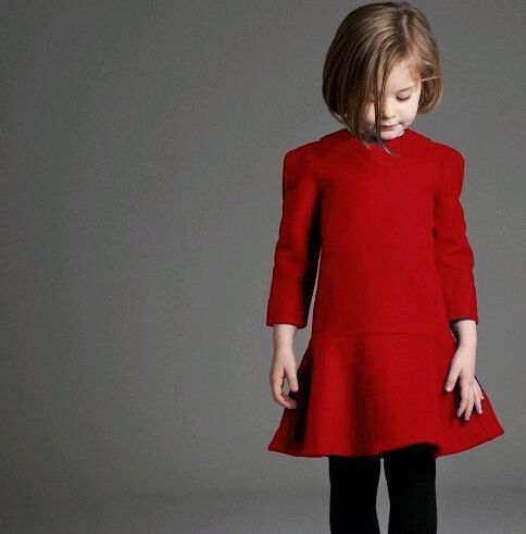 Christmas Red Wool Bends Dresses Kids Girl Winter Elegant ...