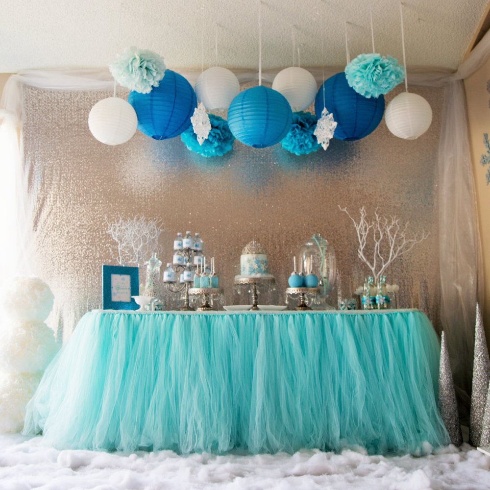 Aqua Blue Tutu Table Skirt Custom Made Wedding Supplies Sashes Tulle