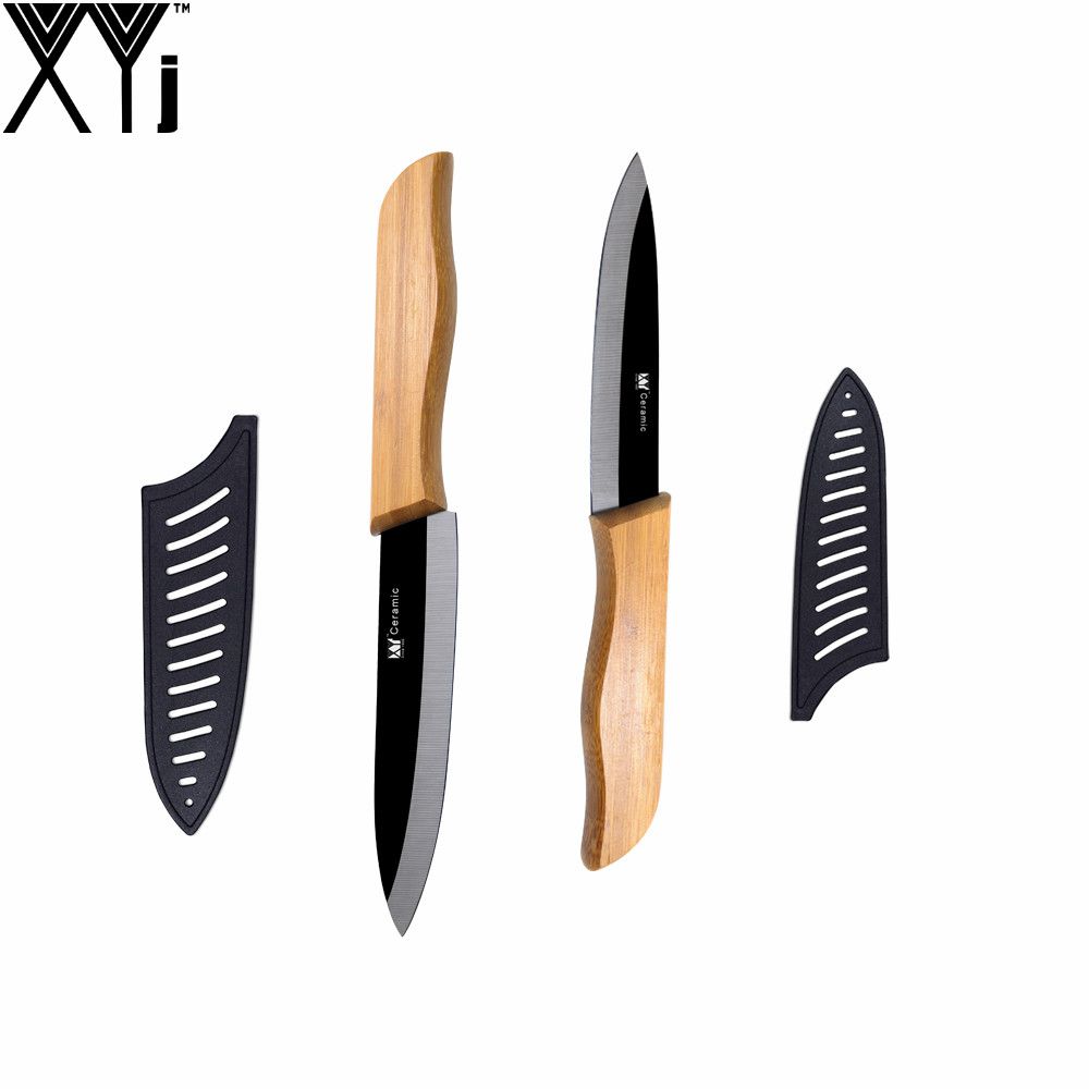 Best Ceramic Knife Set Bamboo Handle Balck Blade Home Utility