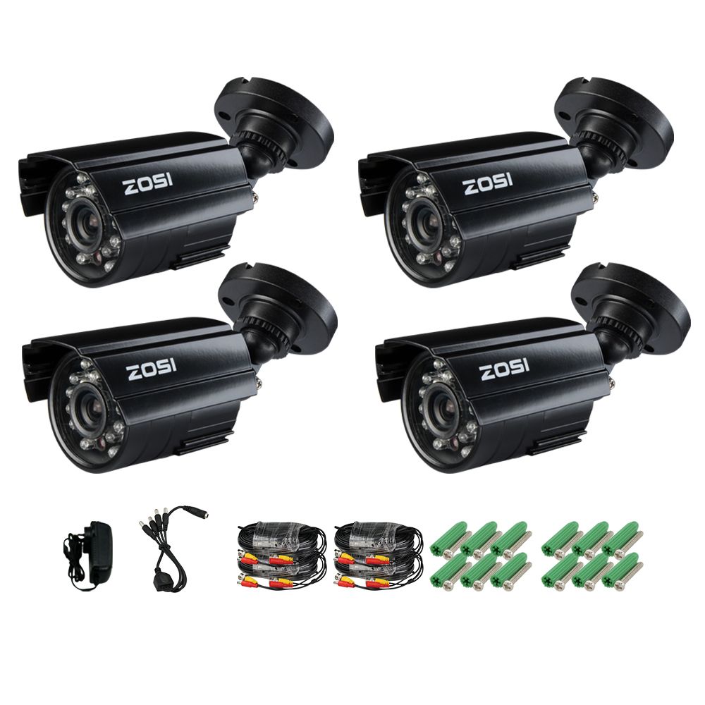 2019 ZOSI CCTV Camera Kit 4x HD 700TVL Color CMOS IR Cut Day Night CCTV