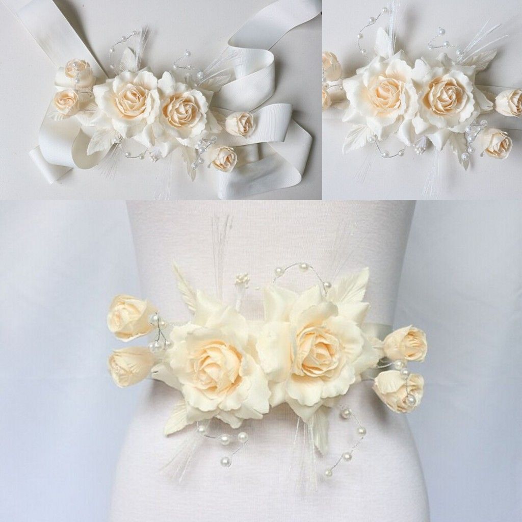 2019 Real Picture Artificial Flowers Hand Made Wedding Belts Bridal