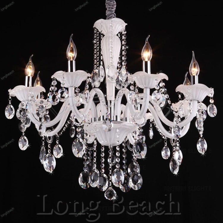 Acheter Lustre En Cristal Blanc Declairage 8 Bras Lustre En