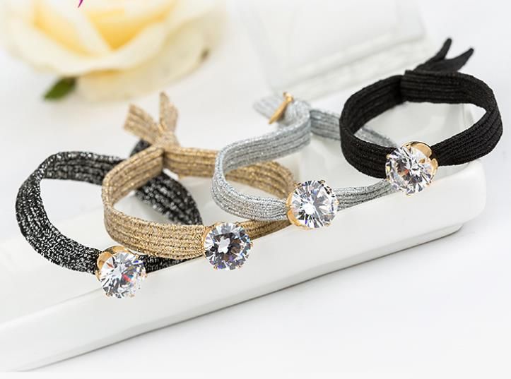 2019 New Women Knot Elastic Hair Band High Quality CZ Rhinestone Girl