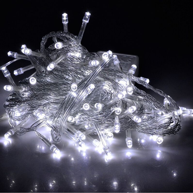 Newest Outdoor White LED String Lights 10M 20M 110V 220V For Clear Wire Christmas X'Mas Holiday