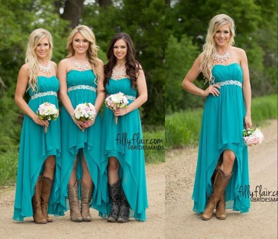 2016 Turquoise Bridesmaid Dresses For Wedding Cheap High Low