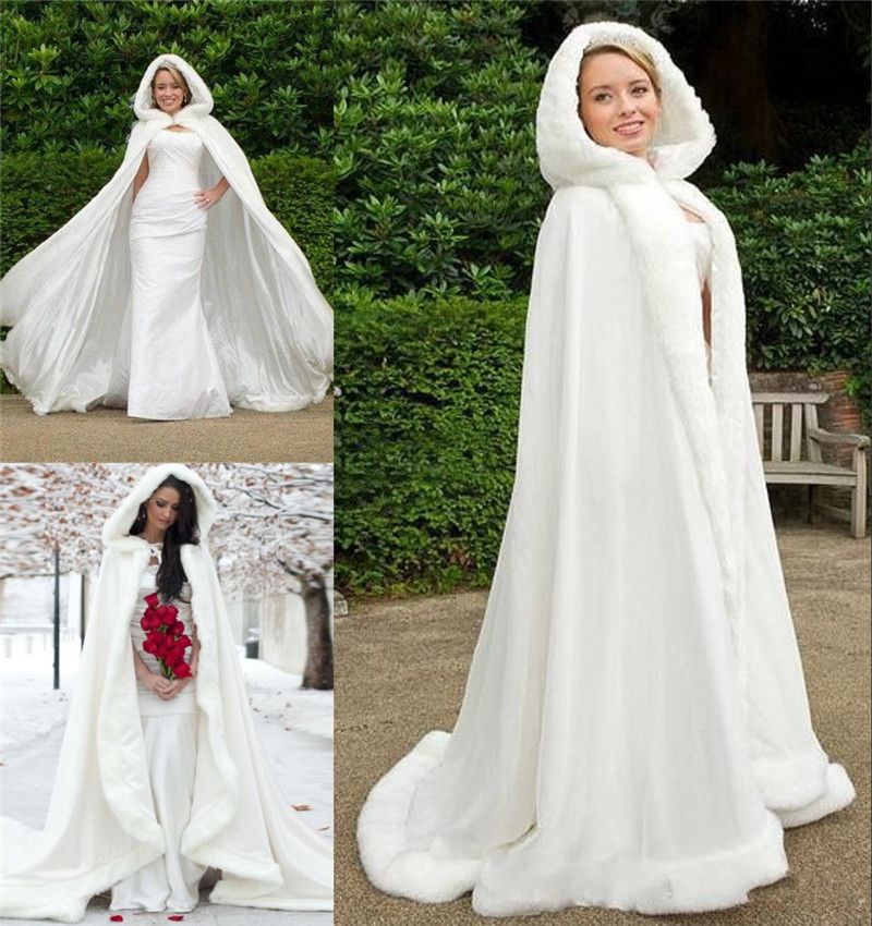 2017 2016 Fall Winter Fur Hood Cloaks Boleros Wedding Dresses Faux Fur ...