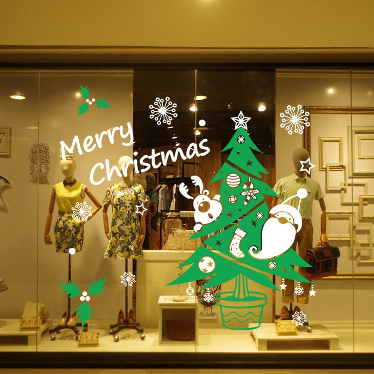 Merry Christmas Wall Art Murals Decal Sticker Colorful Christmas Tree