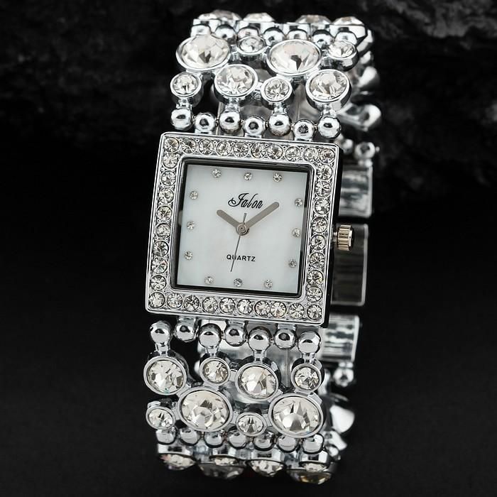 Luxury Silver Golden Ladies Square Diamond Bracelet Quartz Watches Tone