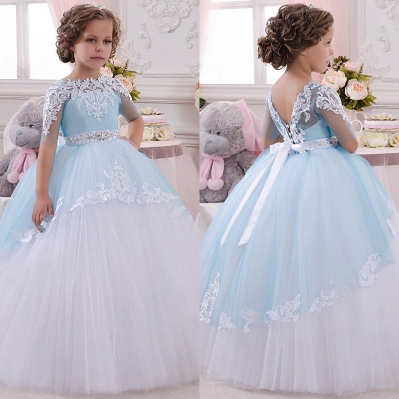 2017 New Baby Princess Flower Girl Dress Lace Appliques Wedding Prom ...