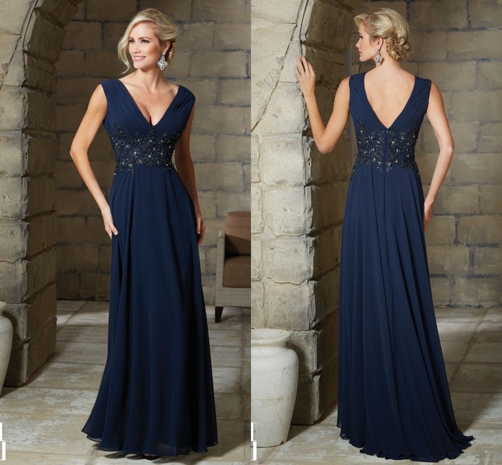 Blue And Purple Mother Of The Bride Dresses Sexy V Neck And V Back A ...