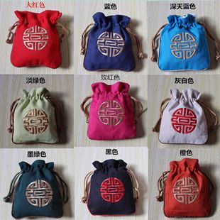 Embroidery Lucky Thank You Gift Bags Chinese Style Cotton Linen ...