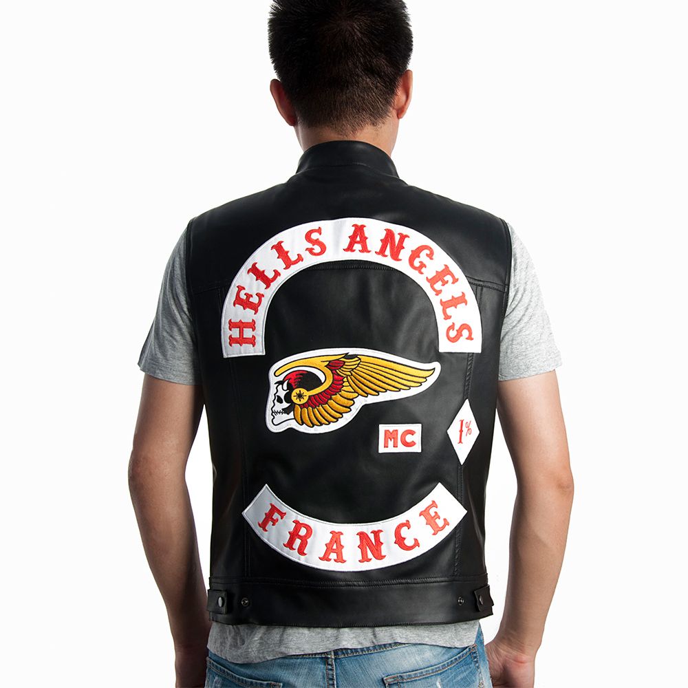 2018 Huge Hells Angels California Embroideried Vest Harley Faux Leather Vest From Lxy9500, 79.6