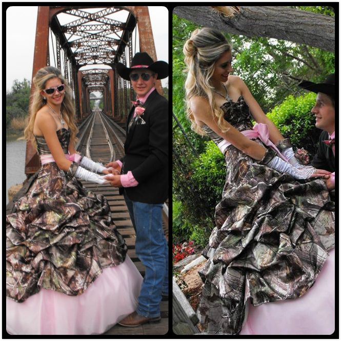hot pink camo wedding dresses