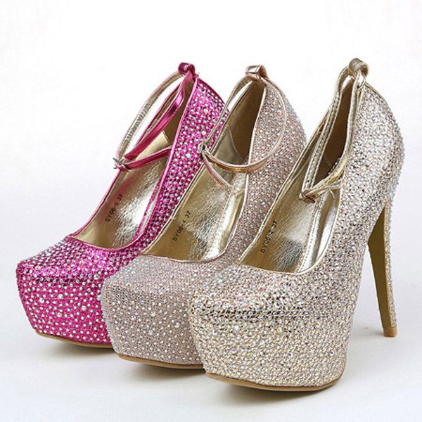 Gold Silver Pink Fuchsia Wedding Bridal Shoes For Brides Bridesmaids ...