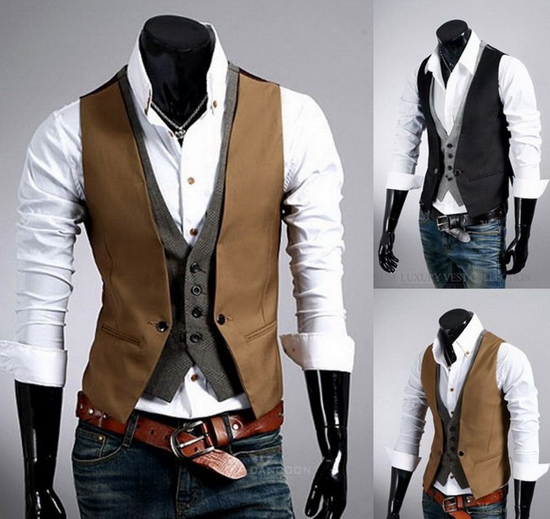 2022 2022 New Men  Slim Fit Suit Vest  Fashion Stitching 