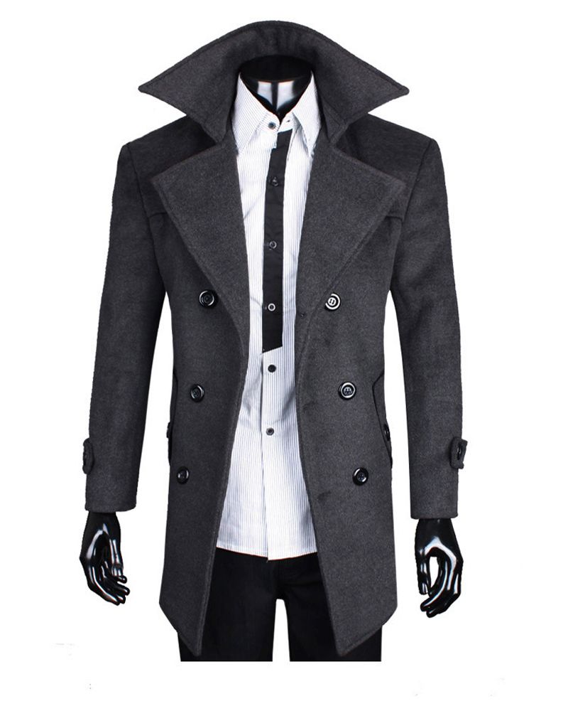 2020 New Elegent Wool Long Coat Jacket Blazer Outdoor Big Size Men Male ...