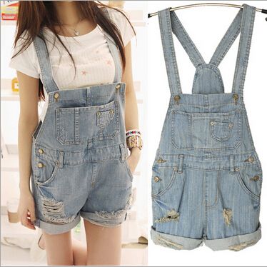 wholesale womens plus size denim bib overalls shorts vintage blue plus size overalls shorts