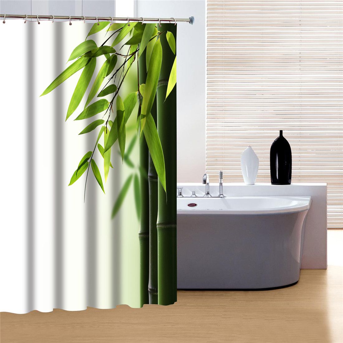 2020 Unique Peaceful Bright Bamboo Leaves Design Shower Curtain For