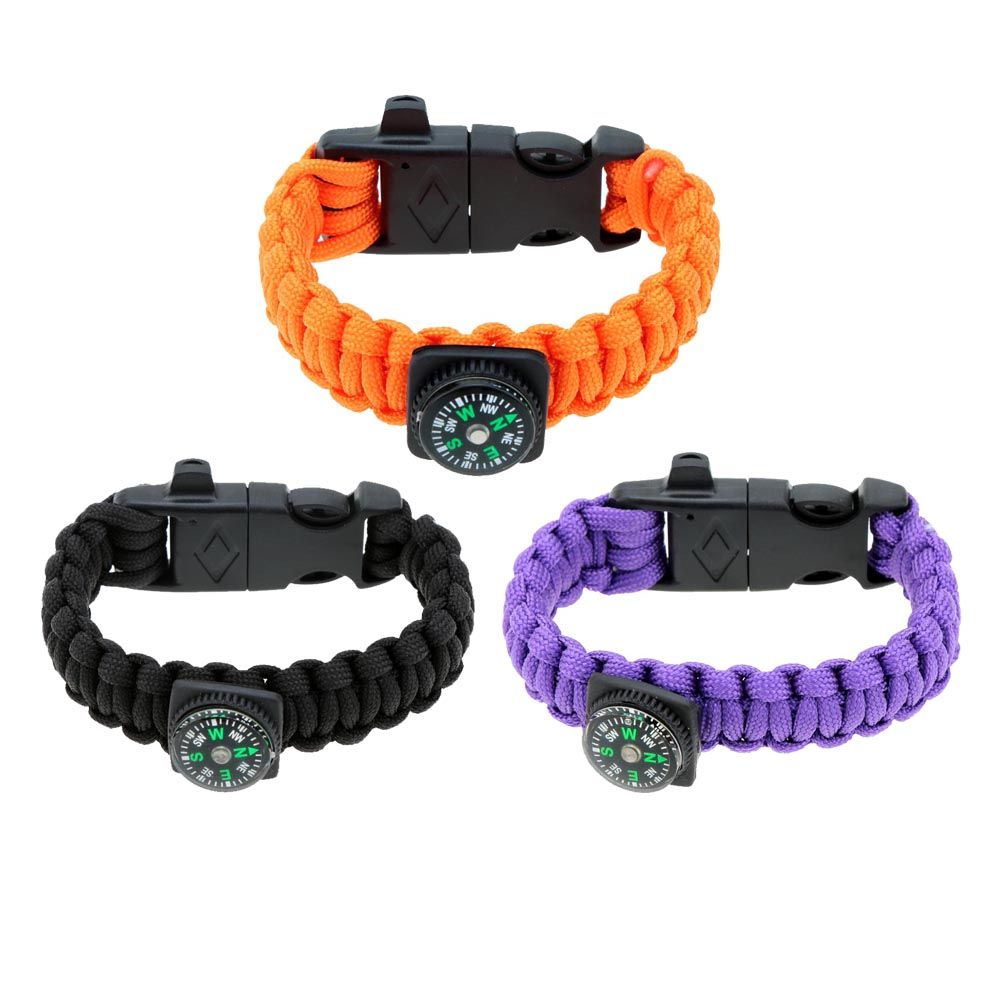 NEW Survival Flint Fire Starter Paracord Bracelet Travel Outdoor Emergency Quick Release