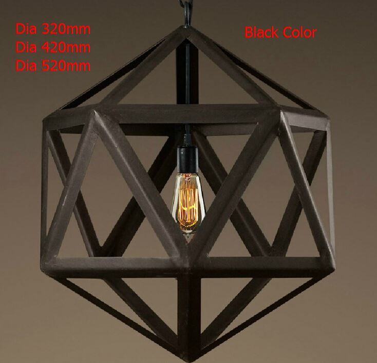 New 2018 Nordico Rustic Pendant Lights American Vintage Loft Cage New 2018 Nordico Rustic Pendant Lights American Vintage Loft Cage Edison Hanging Lamp Iron Lampshade Decor Polyhedron Fixtures Industrial