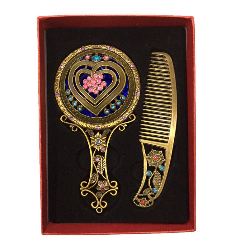 Fashion Classic Retro Vintage Antique Copper Compact Mirrors Hollow