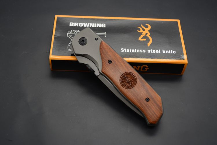 High quality!Browning DA30 Folding Knife Titanium Surface Hardwood inlay Handle Hunting Camping 330 Fighting Knife