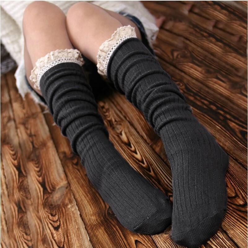 2019 Womens Knee High Long Socks Women For Boot Socks With Frilly Lace