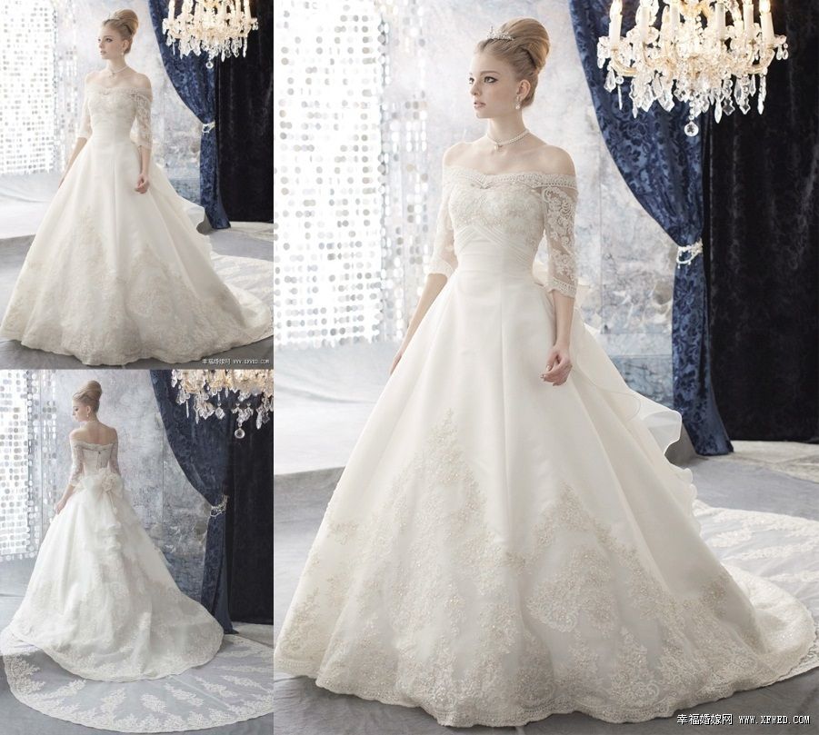 2019 Vintage  Ball  Gown  Lace Wedding Gowns  Off The Shoulder 