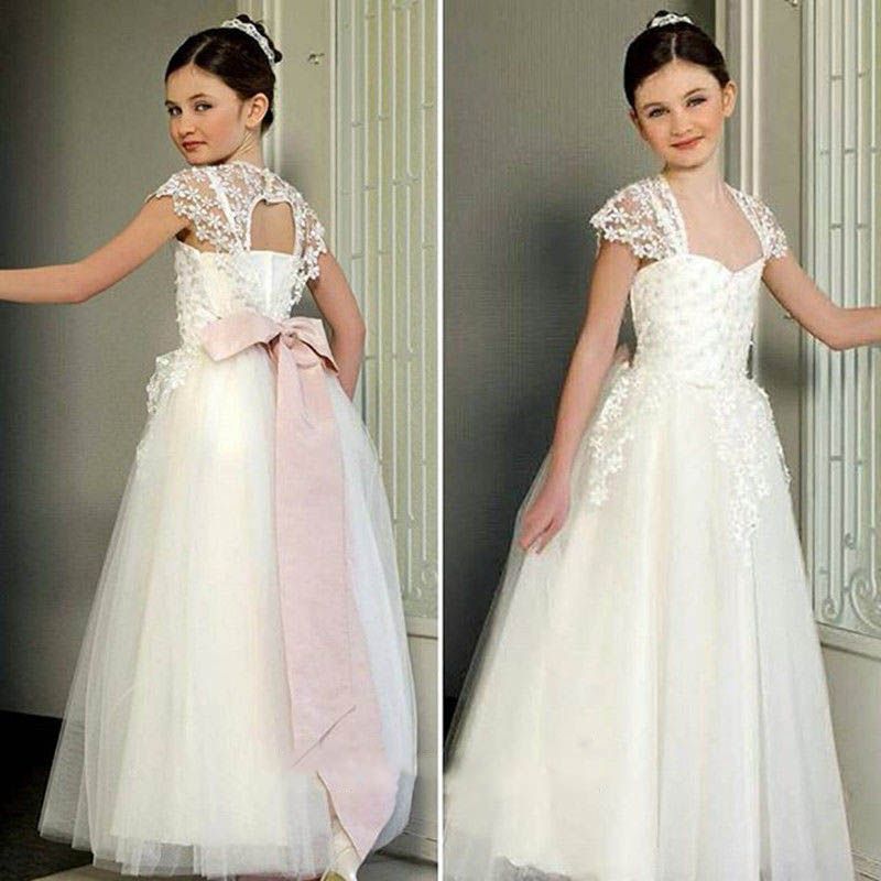 New Lace Sweetheart Flower Girl Dresses A Line Floor Length Appliques
