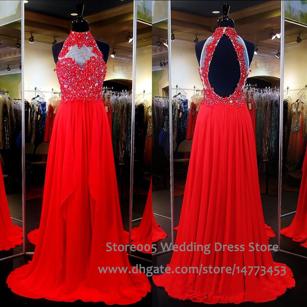Miss Universe Chiffon Teen Pageant Dresses For Women High Neck Red Prom ...