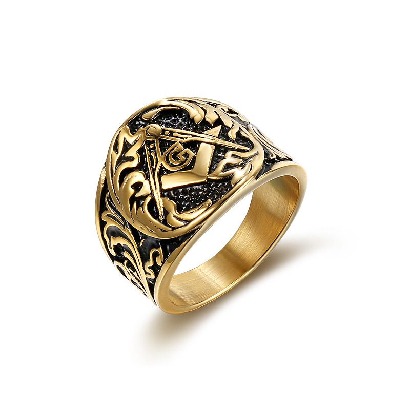 Anillo De Oro Negro Plateado De 3 Colores Retro De Acero De Anillo De Oro Negro Plateado De 3 Colores Retro De Acero De
