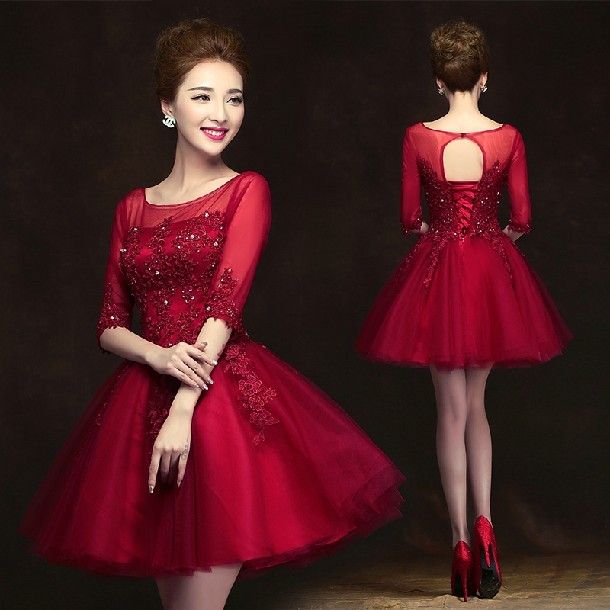 Image result for wine red short dress