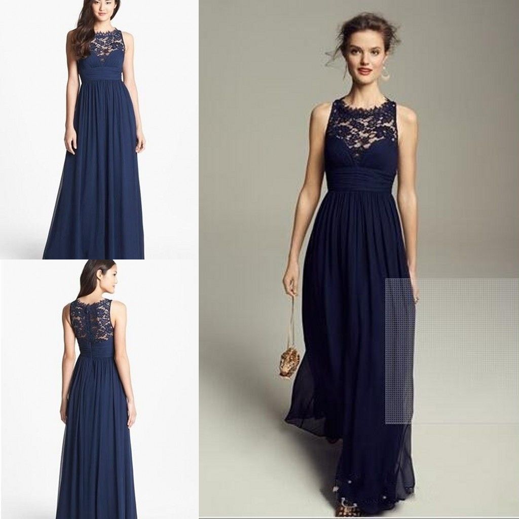 navy lace top bridesmaid dress