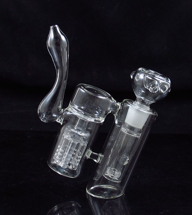2020 Double Chamber Glass Water Bong Smoking Pipe Bubbler With Arm Tree Perc For Dry Herb From