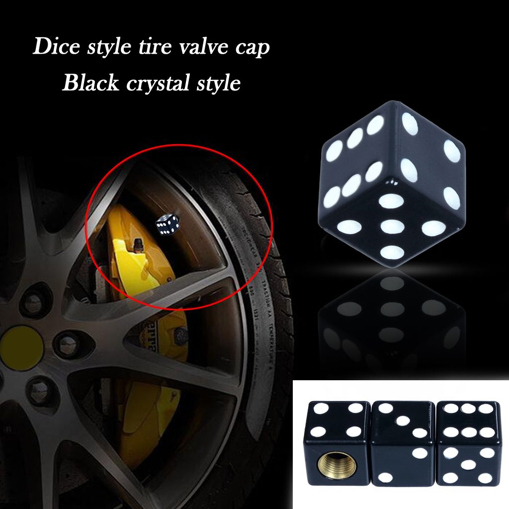 Black Dice Wheel Valve Stem Tire Cap For Car/Bike/Truck Dust Cover Accessories