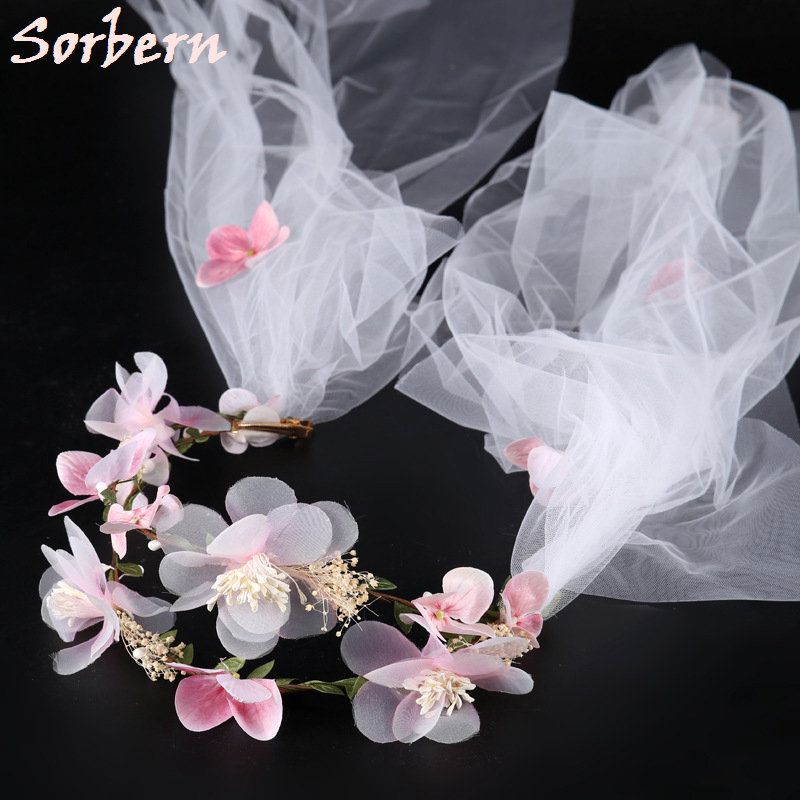 Elegant Flower Handmade Head Wreath White Veil Fabric Flower